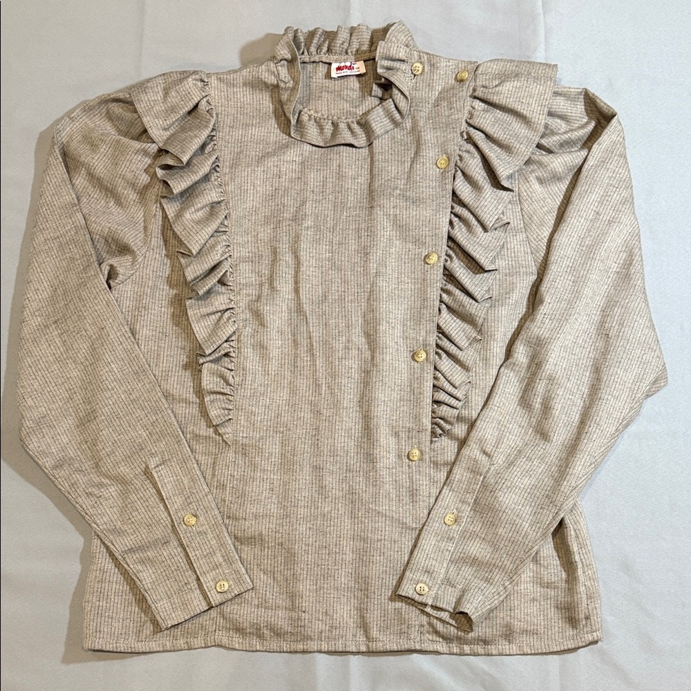 Mondi Vintage Gray Ruffled Blouse